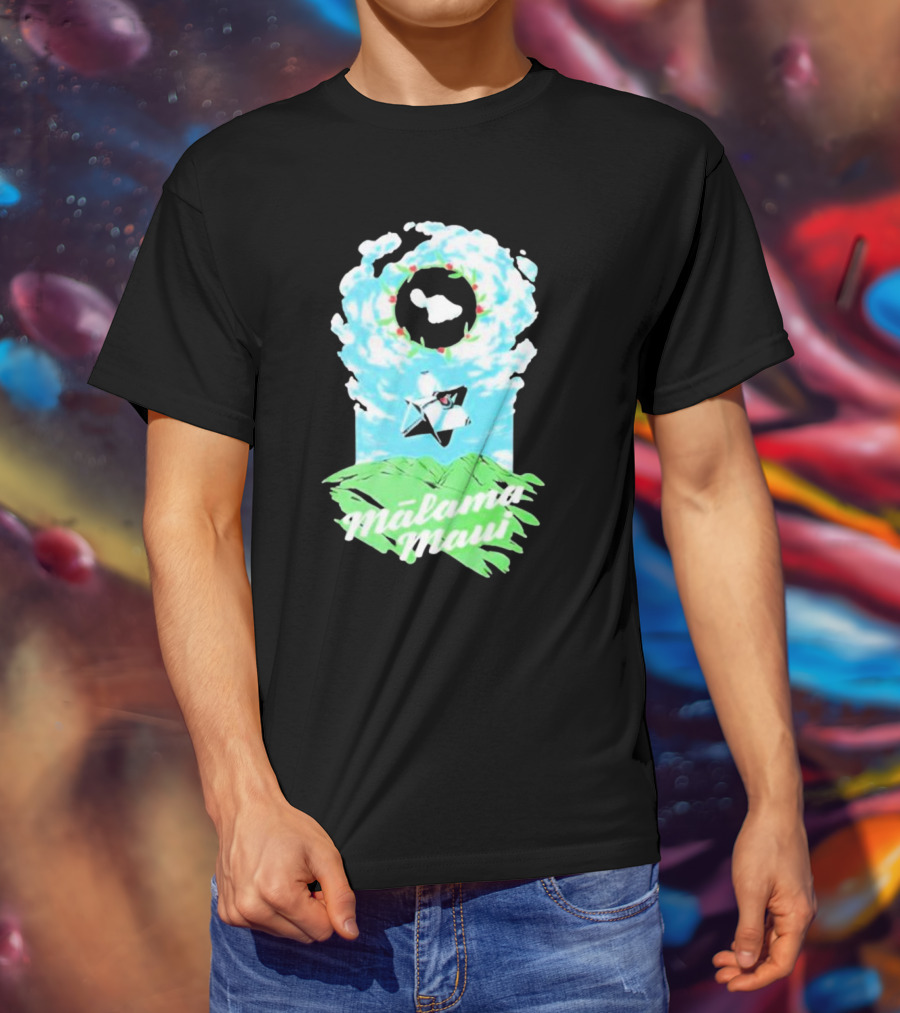 Mālama Maui Island Clouds Green Land T-Shirt