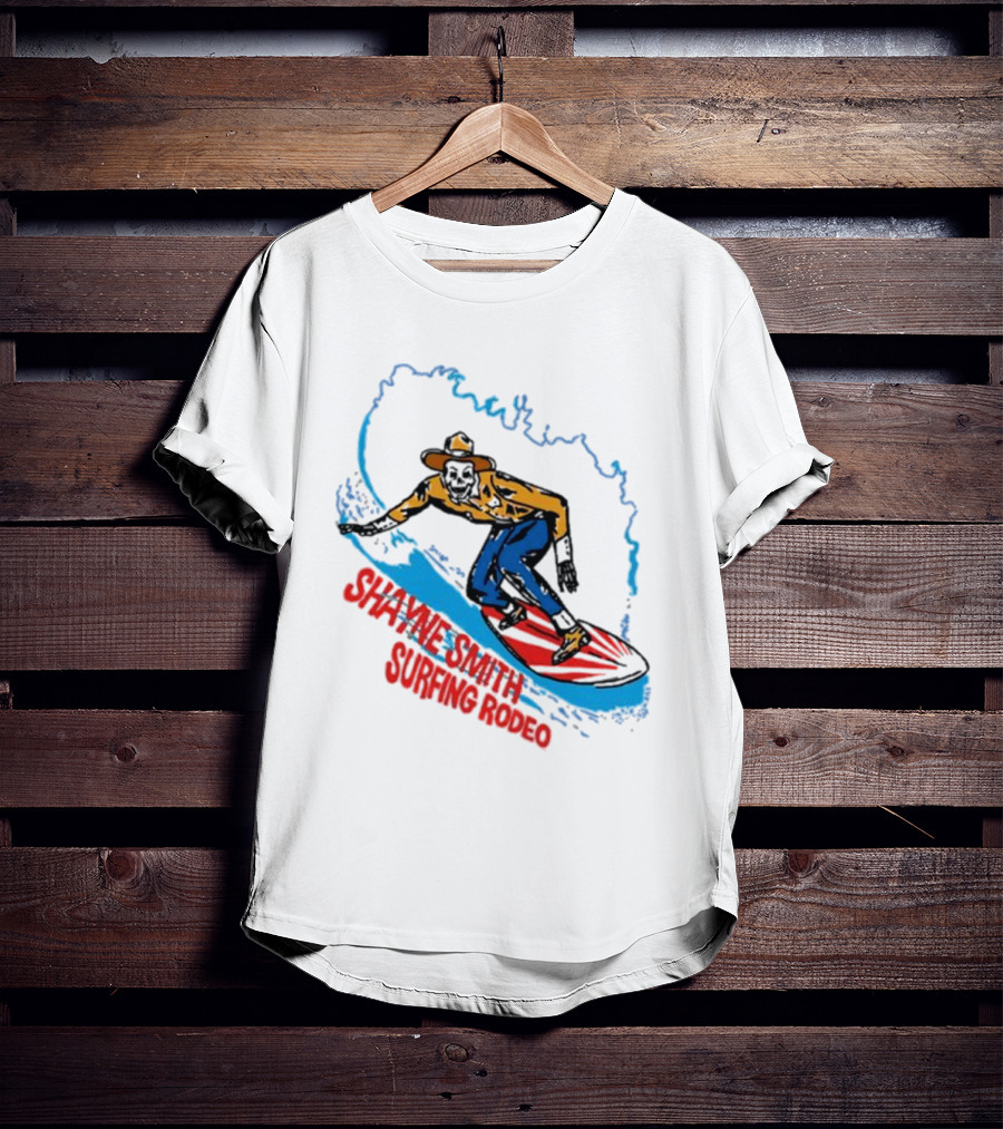 Shayne Smith Surfing Rodeo Cowboy Surfer On Wave T-Shirt