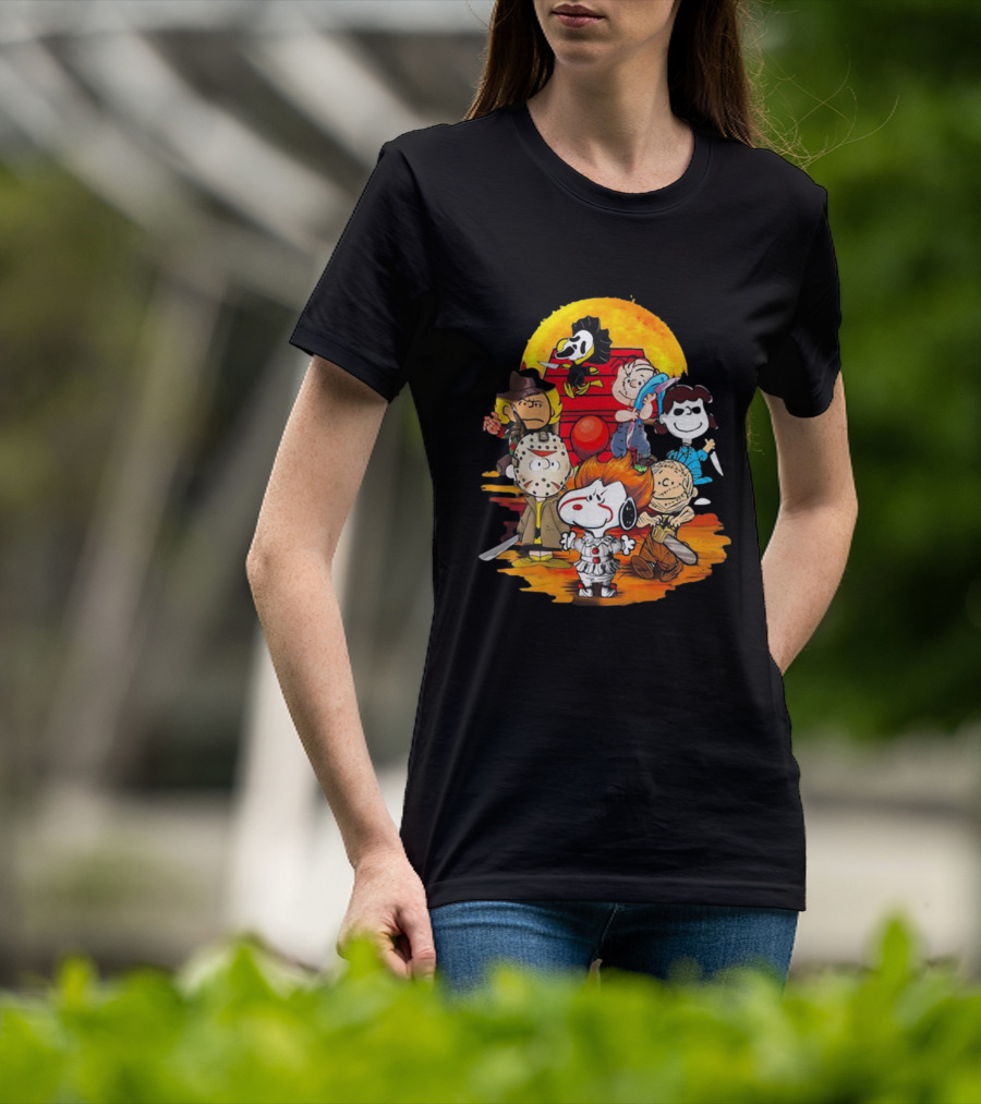 Snoopy Peanuts Horror Characters Halloween Moon T-Shirt