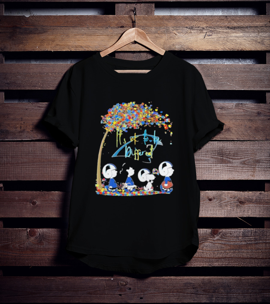Carolina Panthers NFL Peanuts Characters It’s Ok To Be Different Autism Awareness T-Shirt