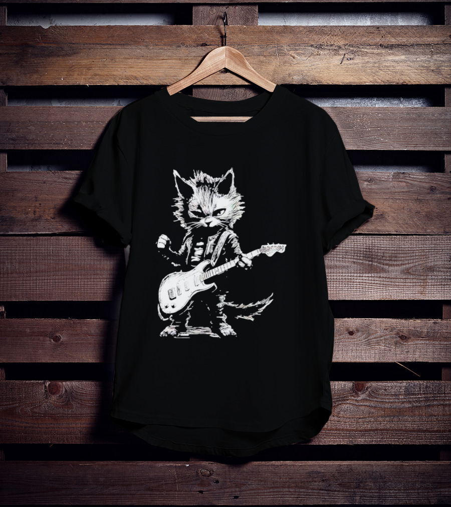 Guitar Cat Rock Kitty Playing Guitar Gifts For Her T-Shirt