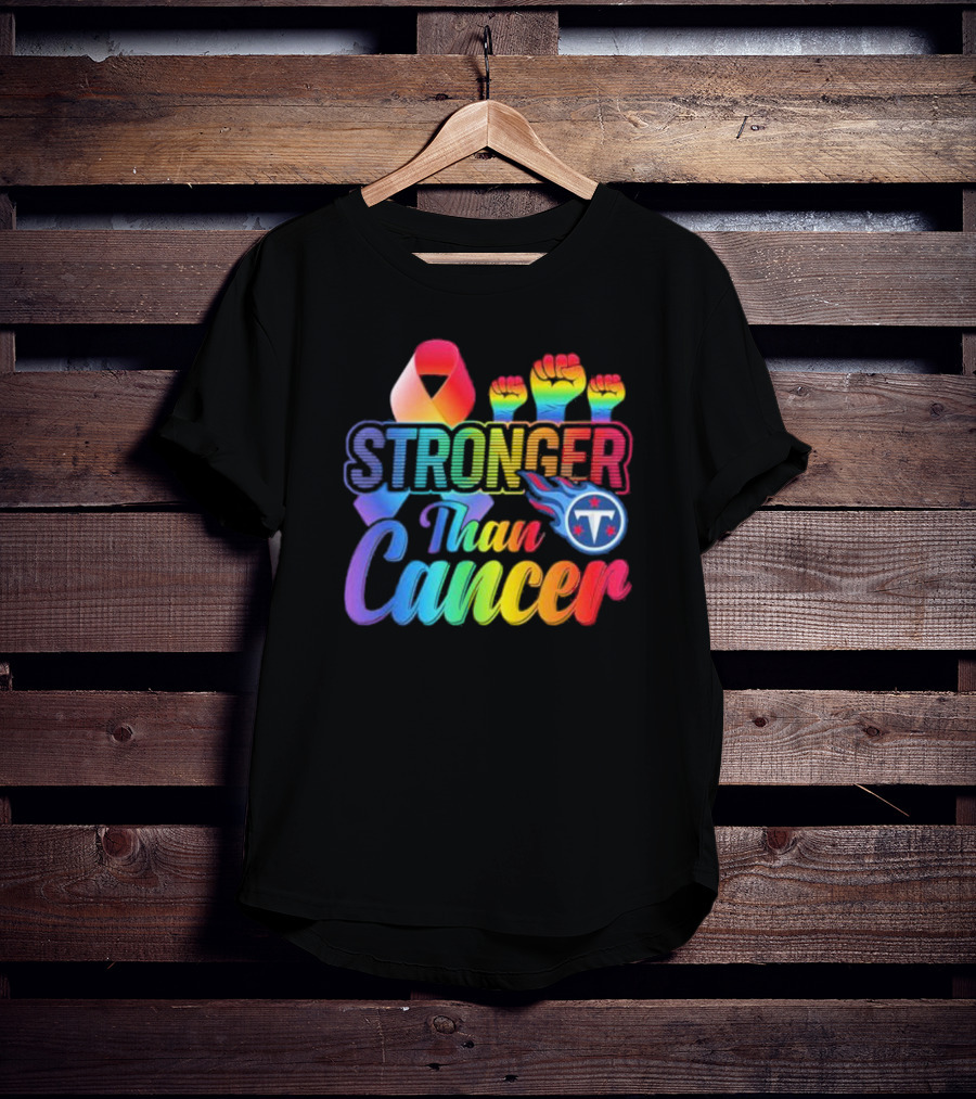 Tennessee Titans Rainbow Stronger Than Cancer NFL Awareness T-Shirt