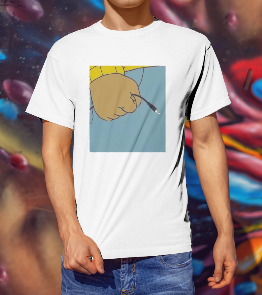 Arnold Pass The Aux Hand Holding Audio Cable Meme T-Shirt