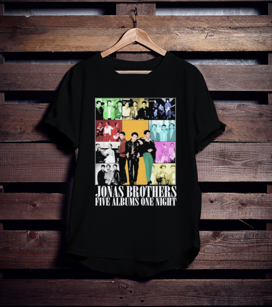 Jonas Brothers Five Albums One Night Multicolor Photo Collage T-Shirt