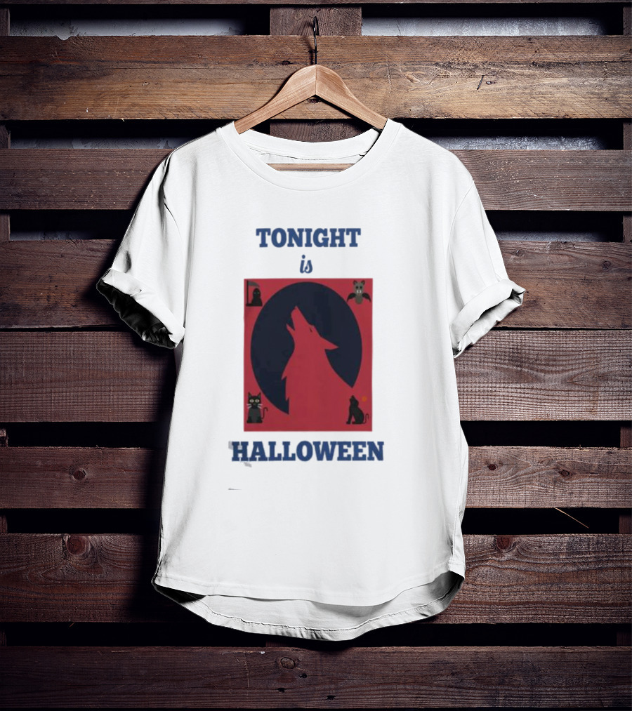 Tonight Is Halloween Dark Wolf Cats Bats Moon T-Shirt