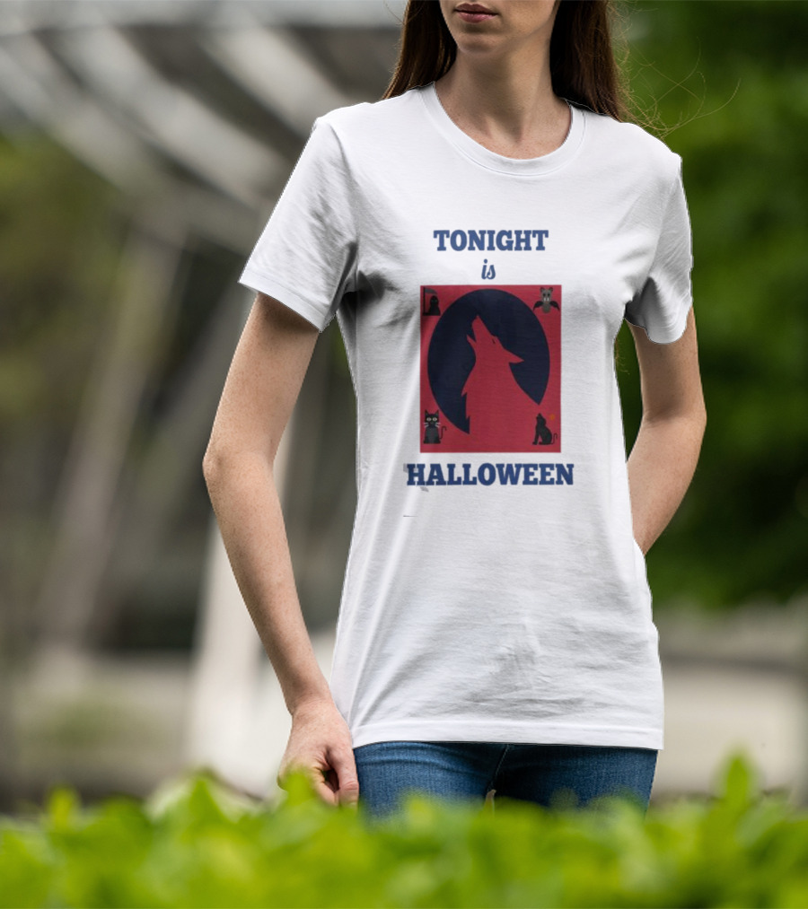Tonight Is Halloween Dark Wolf Cats Bats Moon T-Shirt