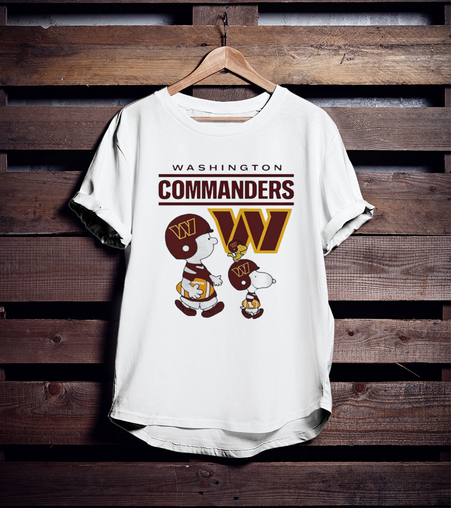 Washington Commanders Snoopy Charlie Brown Football Team Fan Gear T-Shirt