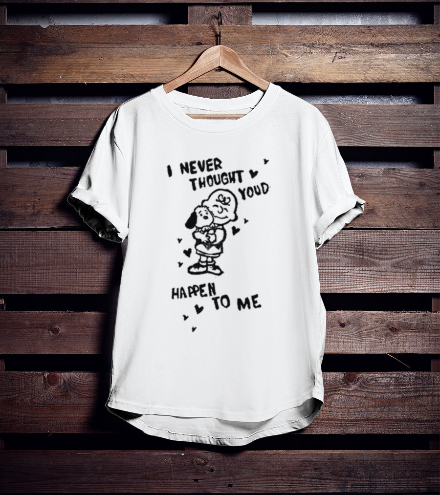 I Never Thought Youd Happen To Me Snoopy Charlie Hug Hearts T-Shirt