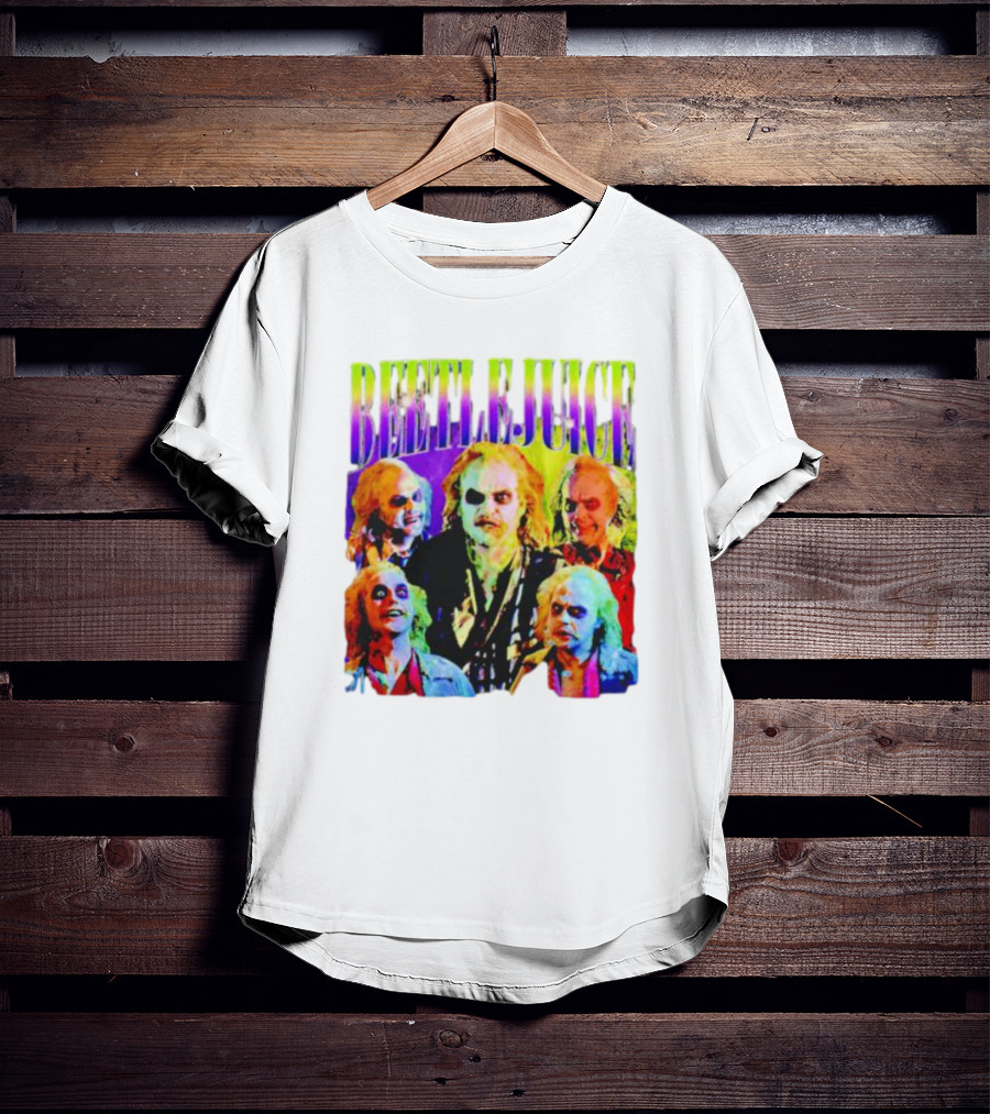 Beetlejuice Multicolor Faces Fantasy Horror Movie T-Shirt