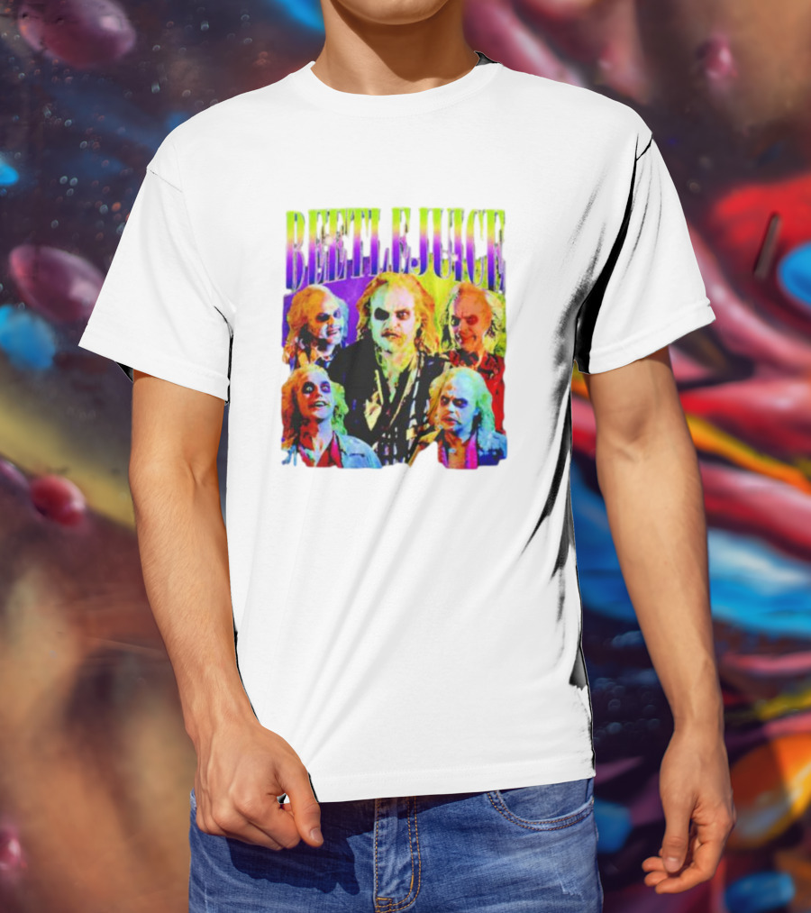 Beetlejuice Multicolor Faces Fantasy Horror Movie T-Shirt