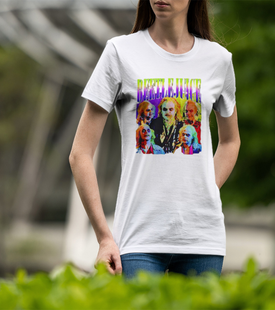 Beetlejuice Multicolor Faces Fantasy Horror Movie T-Shirt