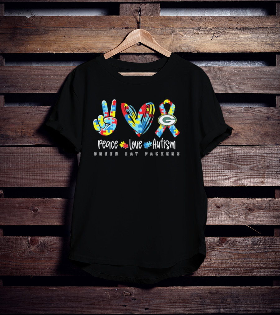 Peace Love Autism Green Bay Packers T-Shirt