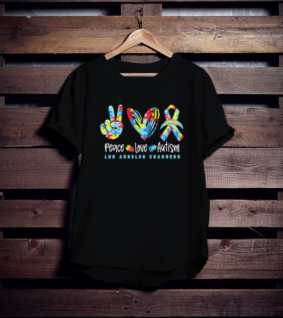 Peace Love Autism Los Angeles Chargers NFL T-Shirt