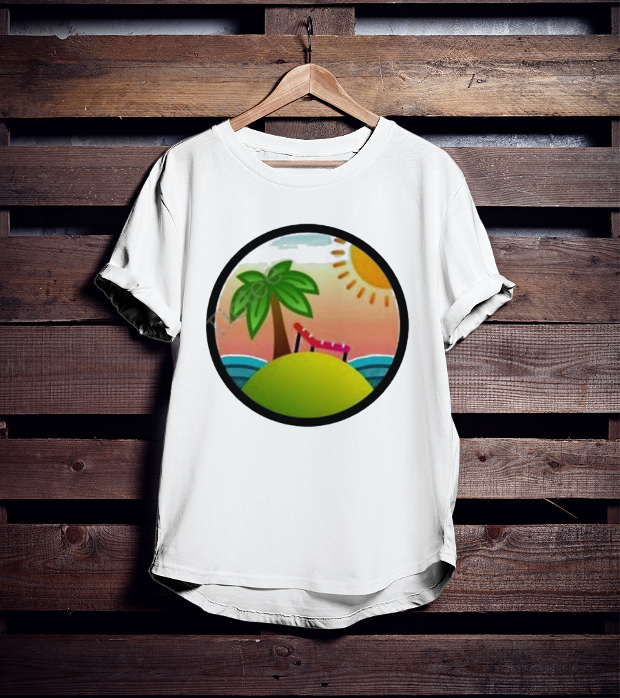 Tanstack Just Relax In Color Sunny Beach Island With Palm Tree And Lounge Chair T-Shirt