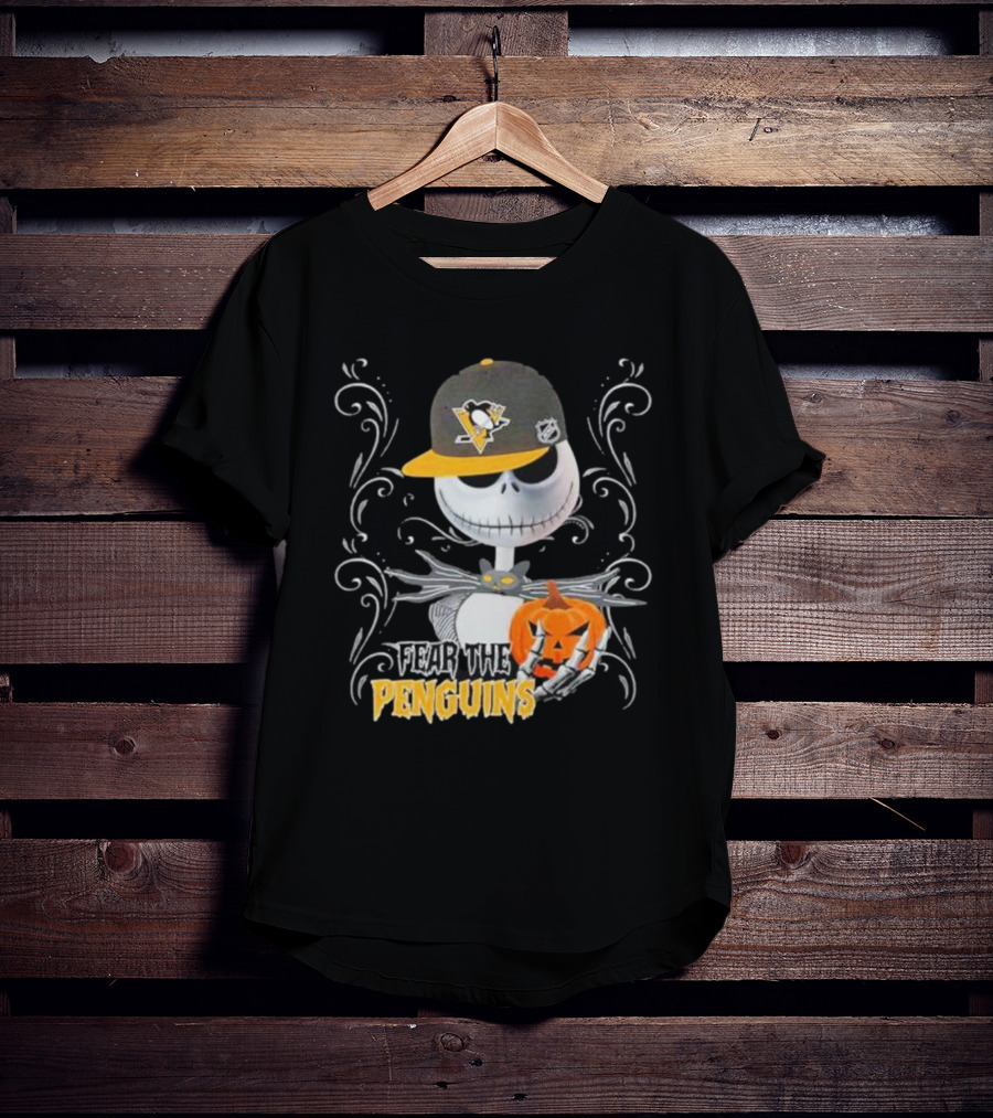 Jack Skellington Fear The Penguins Pittsburgh Halloween Pumpkin T-Shirt