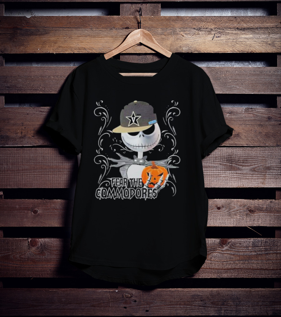 Fear The Commodores Jack Skellington Vanderbilt Pumpkin Halloween T-Shirt
