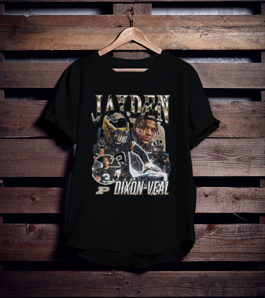 Jayden Dixon-Veal Purdue Boilermakers Football Player Portrait Montage T-Shirt
