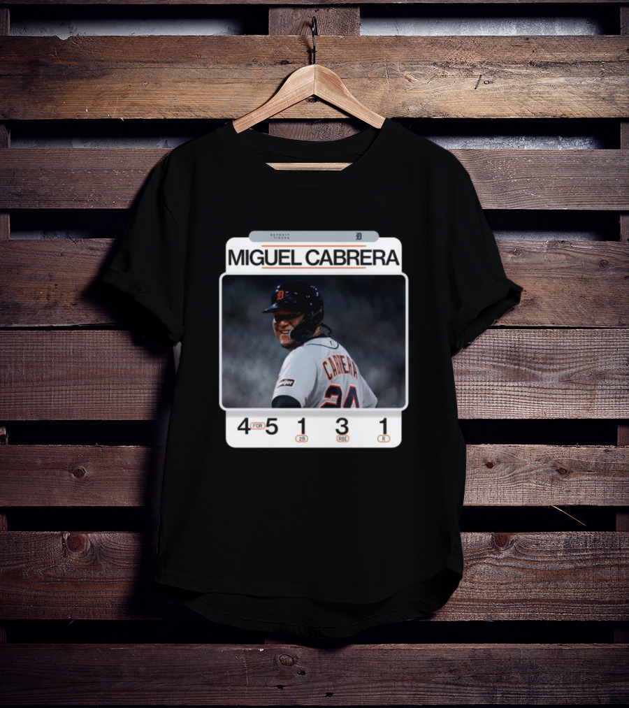 Miguel Cabrera 49th Career 4-Hit Game Detroit Tigers 24 Baseball Statistics T-Shirt