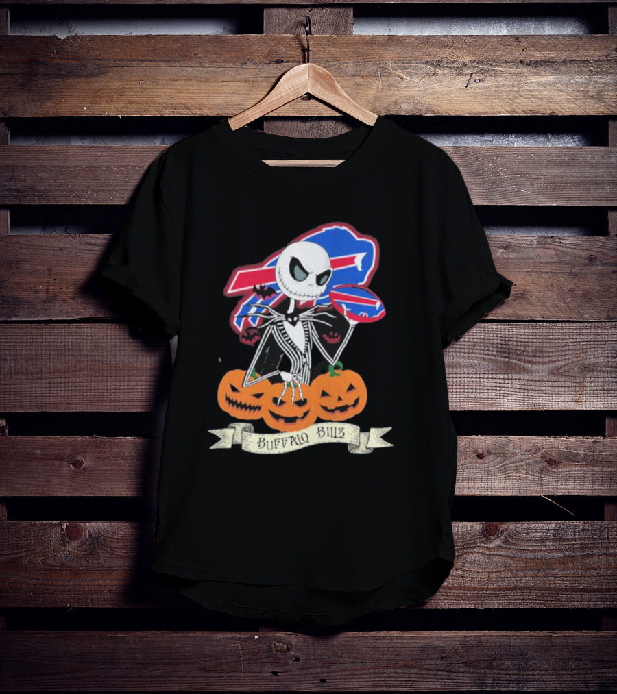 Buffalo Bills Jack Skellington NFL Football Halloween Pumpkins T-Shirt