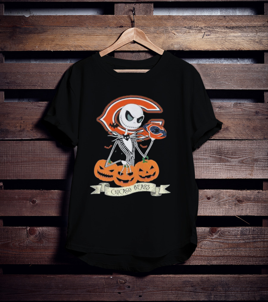 Chicago Bears Halloween Jack Skellington NFL Pumpkin T-Shirt