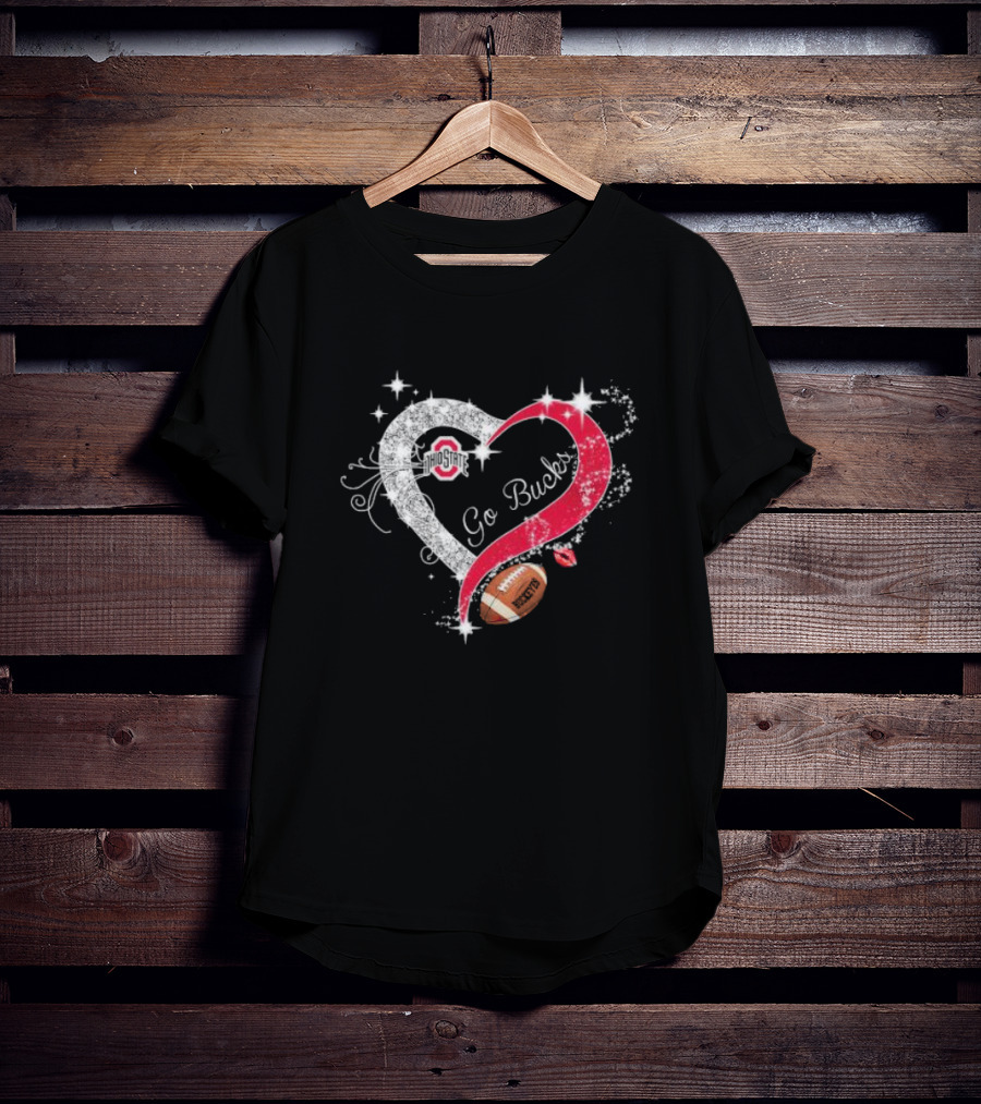 Ohio State Buckeyes Heart Go Bucks Football Diamond T-Shirt