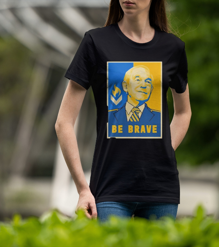 Ron Paul Be Brave Inspirational Blue And Yellow T-Shirt