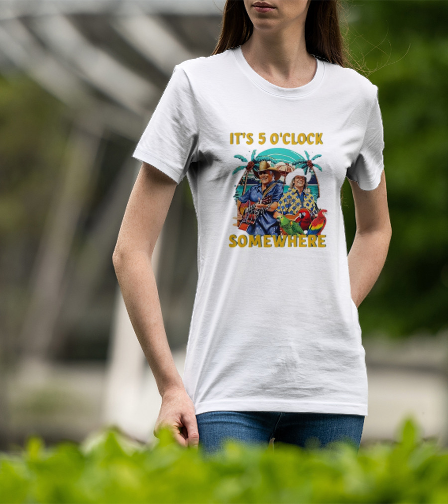 It's 5 O'Clock Somewhere Jimmy Buffett Paradise Scene T-Shirt