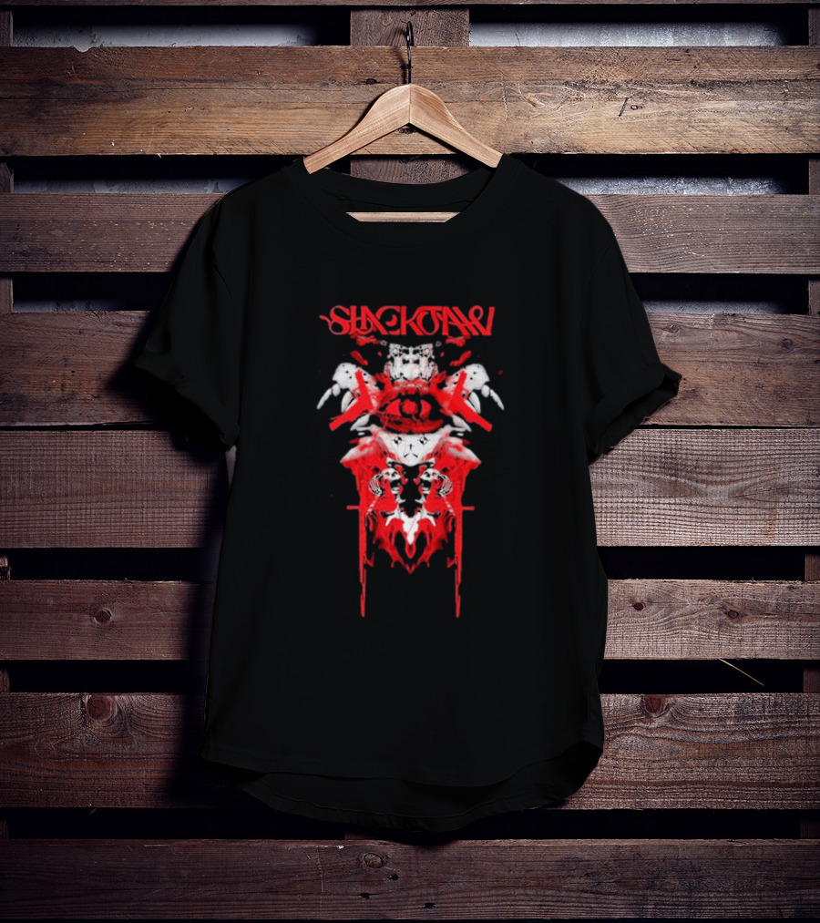 Slackjaw Band Hazard Skull And Red Splatter Symmetry T-Shirt