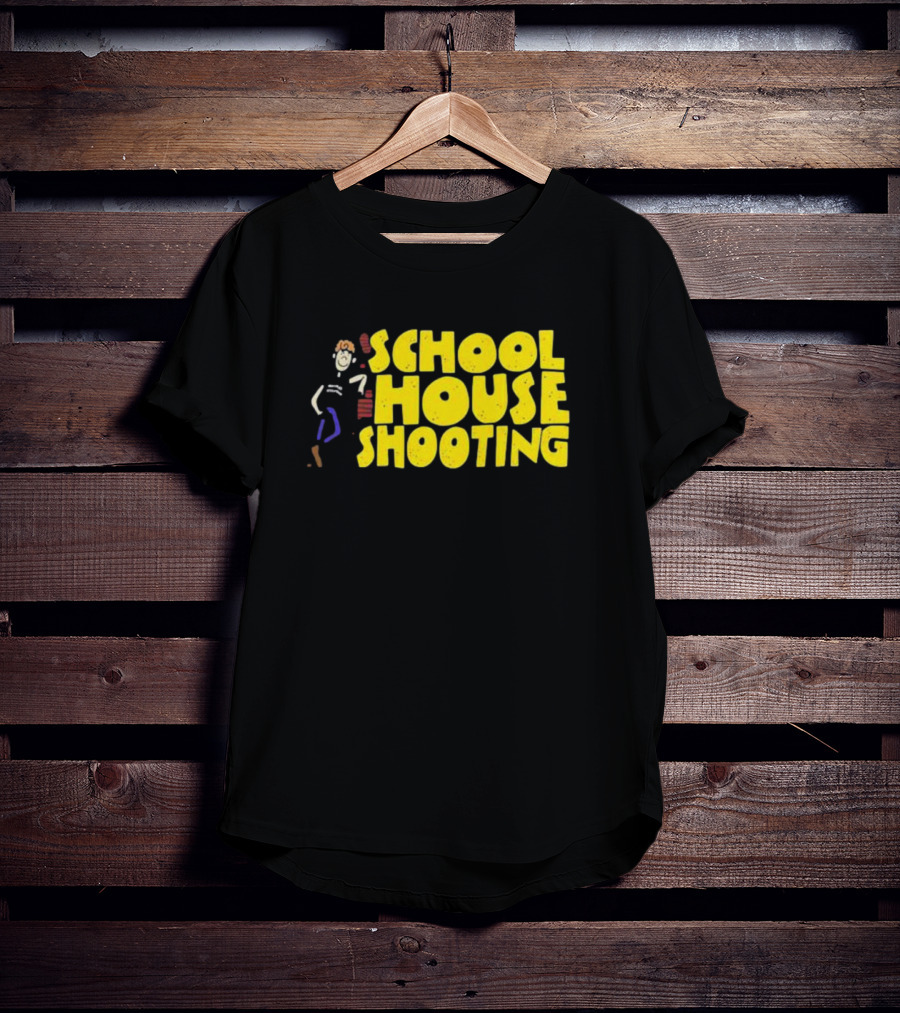 SCHOOL HOUSE SHOOTING Cartoon Character T-Shirt