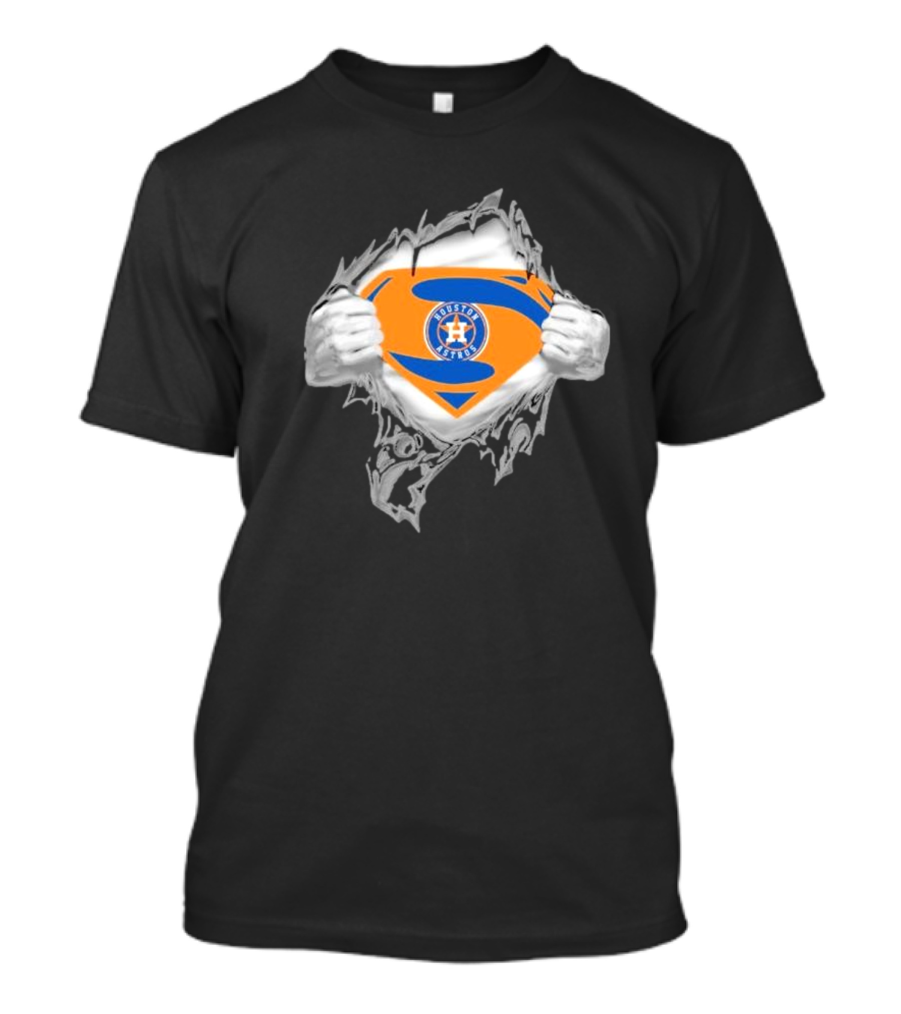 Houston Astros Superman Emblem Ripped Chest T-Shirt