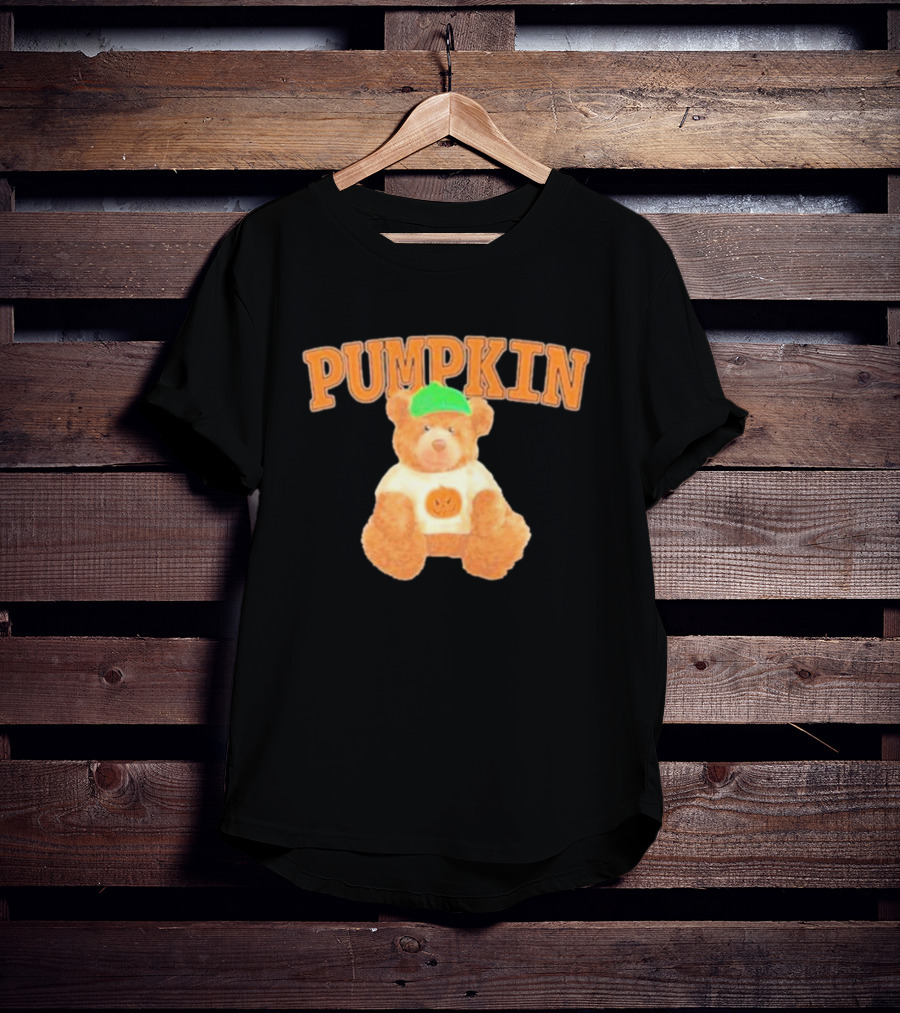 Pumpkin Cozy Bear With Green Hat And Pumpkin T-Shirt