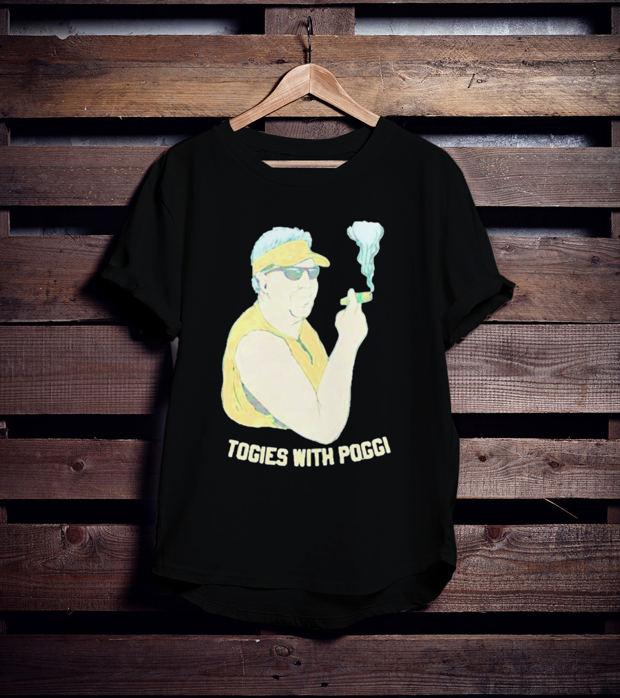 Stogies With Poggi Smoking Cigar Character In Sunglasses And Visor T-Shirt