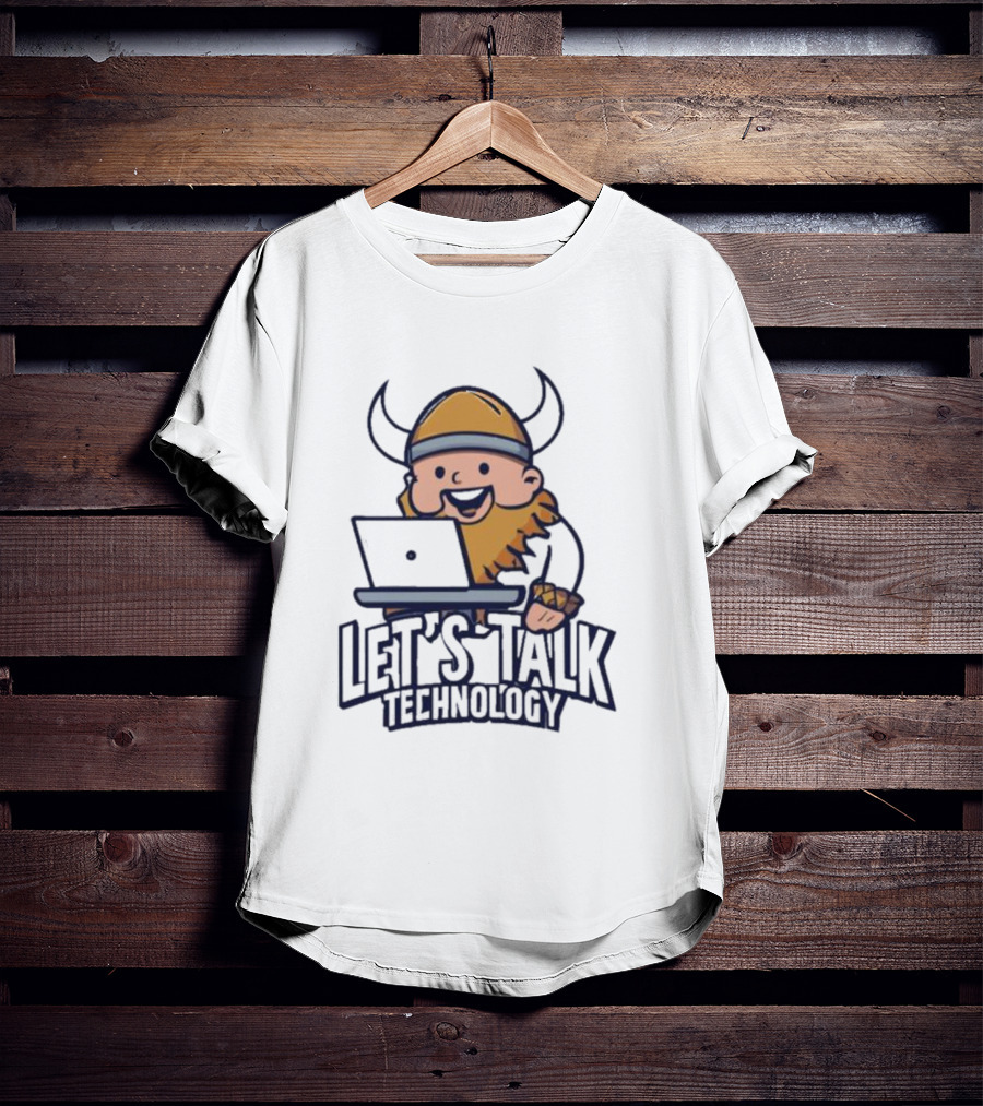 Viking Let's Talk Technology With Laptop Helmet Beard T-Shirt