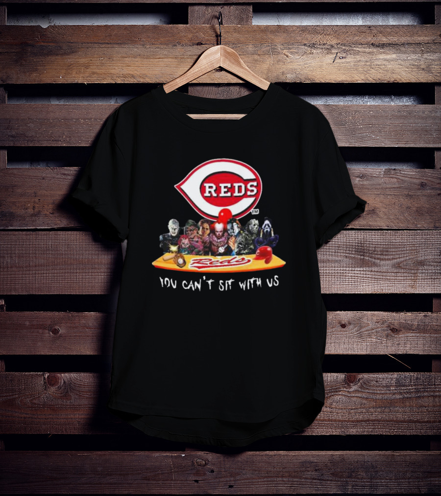 Cincinnati Reds Horror Movie Characters Logo You Can’t Sit With Us T-Shirt