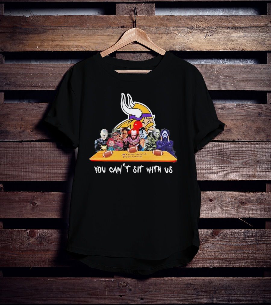 Minnesota Vikings Horror Characters You Can't Sit With Us T-Shirt