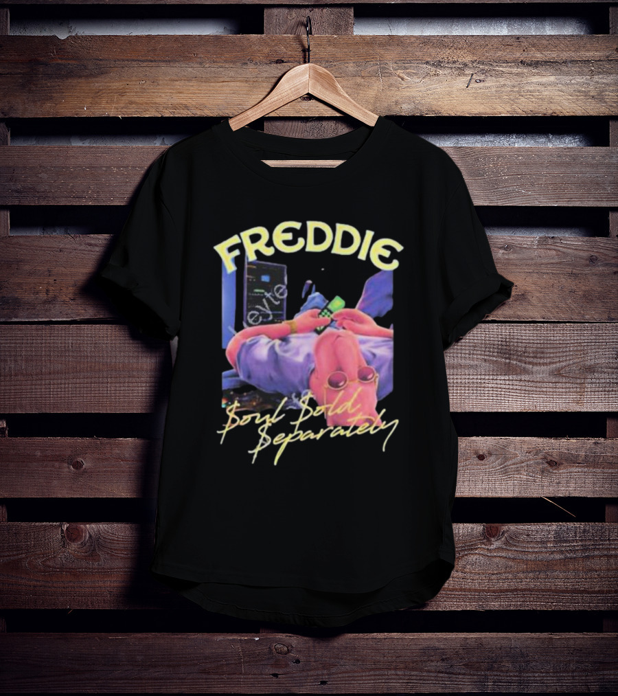 Freddie Soul Sold Separately Retro Style With Relaxed Figure Holding Phone T-Shirt
