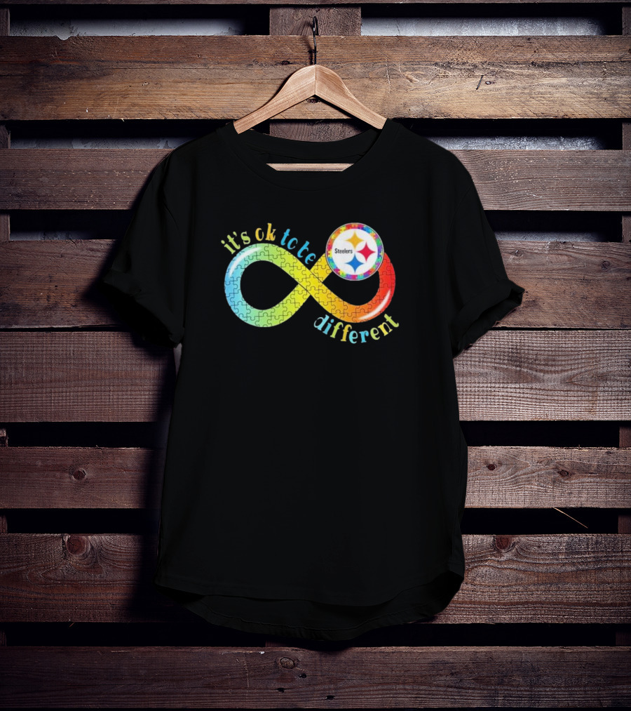 Pittsburgh Steelers Autism Awareness Infinity It's Ok To Be Different Puzzle T-Shirt