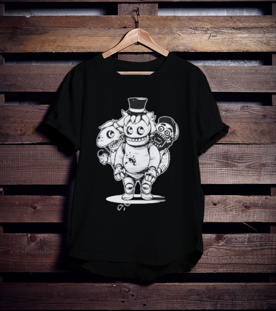 Sharkrobot Five Nights At Oney’s Three-Headed Animatronic Top Hat T-Shirt