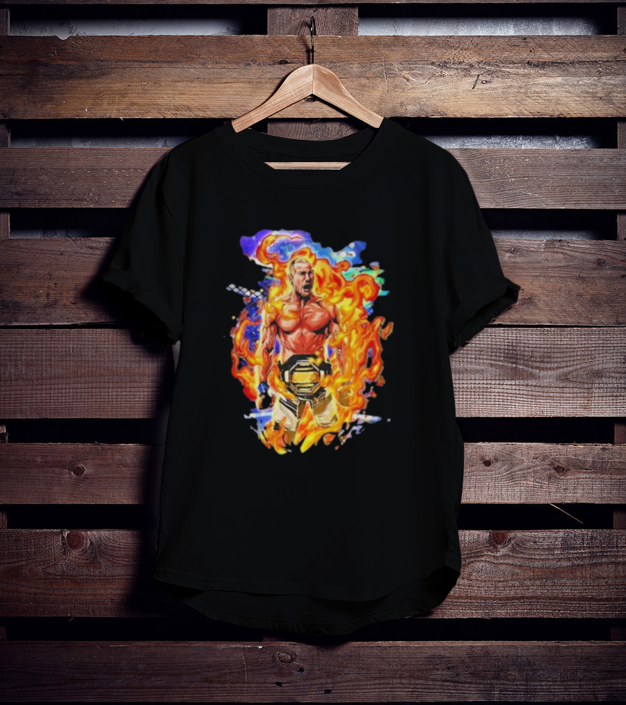 Sean Strickland Fiery Champion UFC Belt Flames T-Shirt