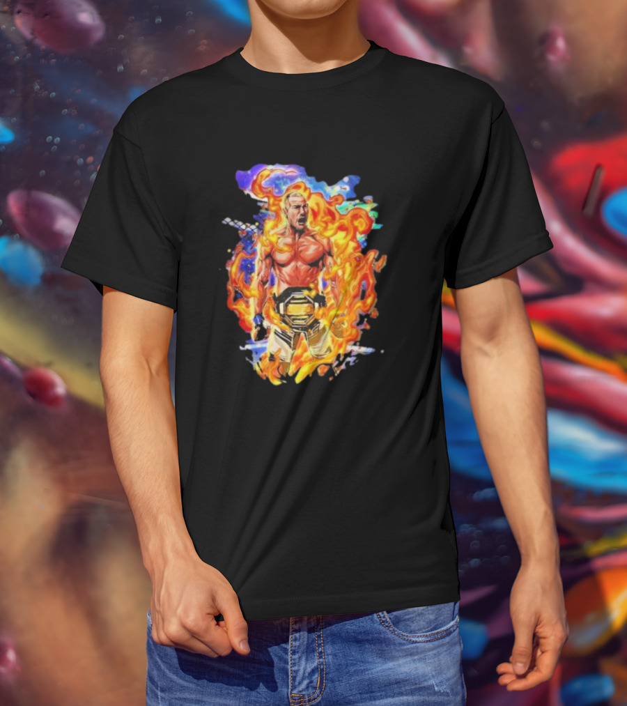 Sean Strickland Fiery Champion UFC Belt Flames T-Shirt