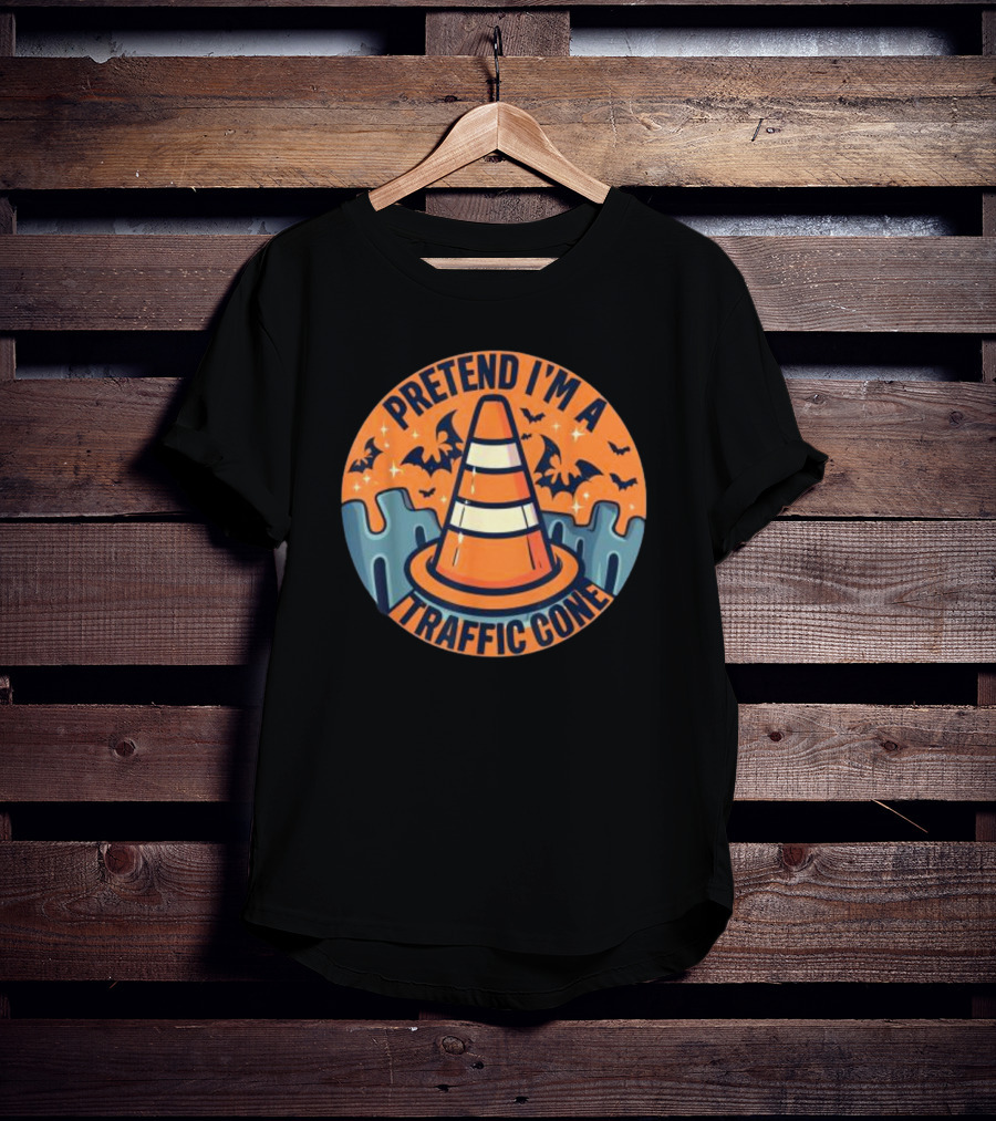 Pretend I’m A Traffic Cone Halloween With Bats And Orange Cone T-Shirt