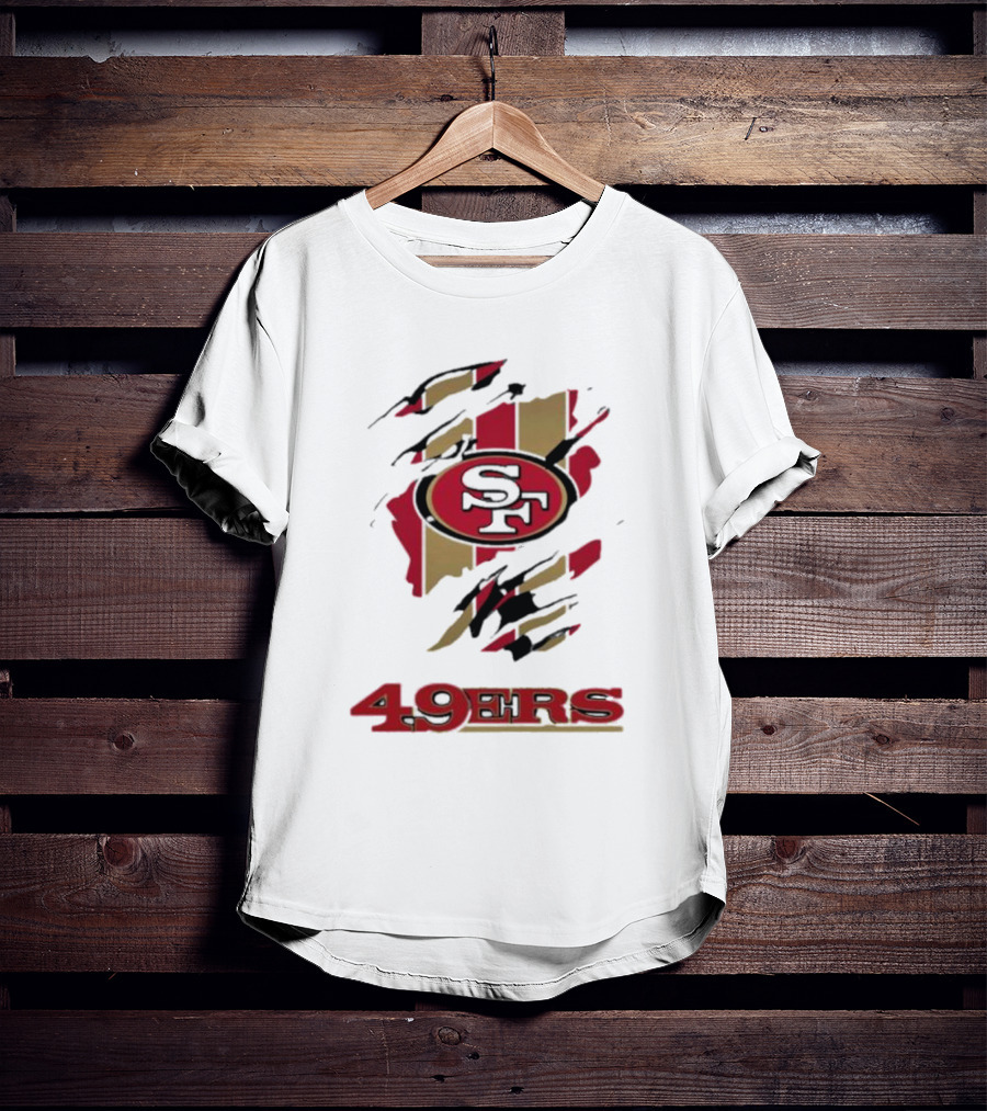 San Francisco 49ers SF Logo With Red And Gold Stripes 49ERS T-Shirt