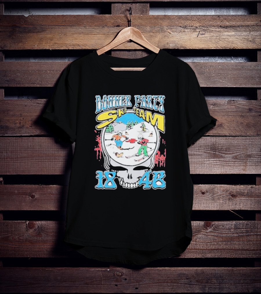 Donner Party Ski Team 1846 Skull Skiers Retro T-Shirt