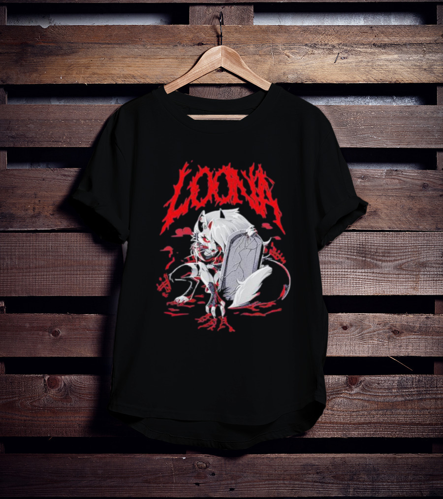 LOONA Graveyard Cat And Tombstone Scene T-Shirt