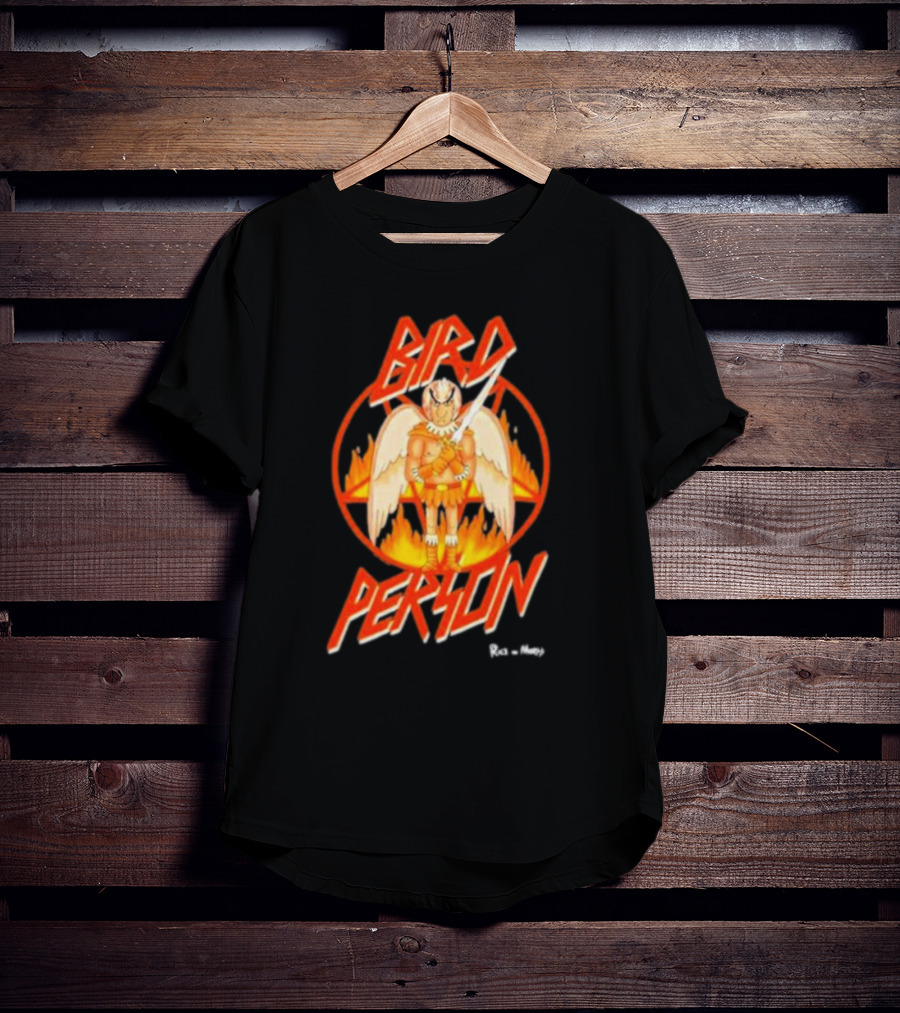 Bird Person Rick And Morty Winged Character Flame Background T-Shirt