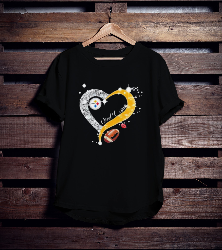 Pittsburgh Steelers Heart Diamonds Steel Curtain Football T-Shirt