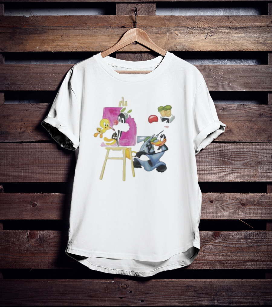 Looney Tunes Tweety Bird Painting Sylvester Daffy Duck Involved T-Shirt
