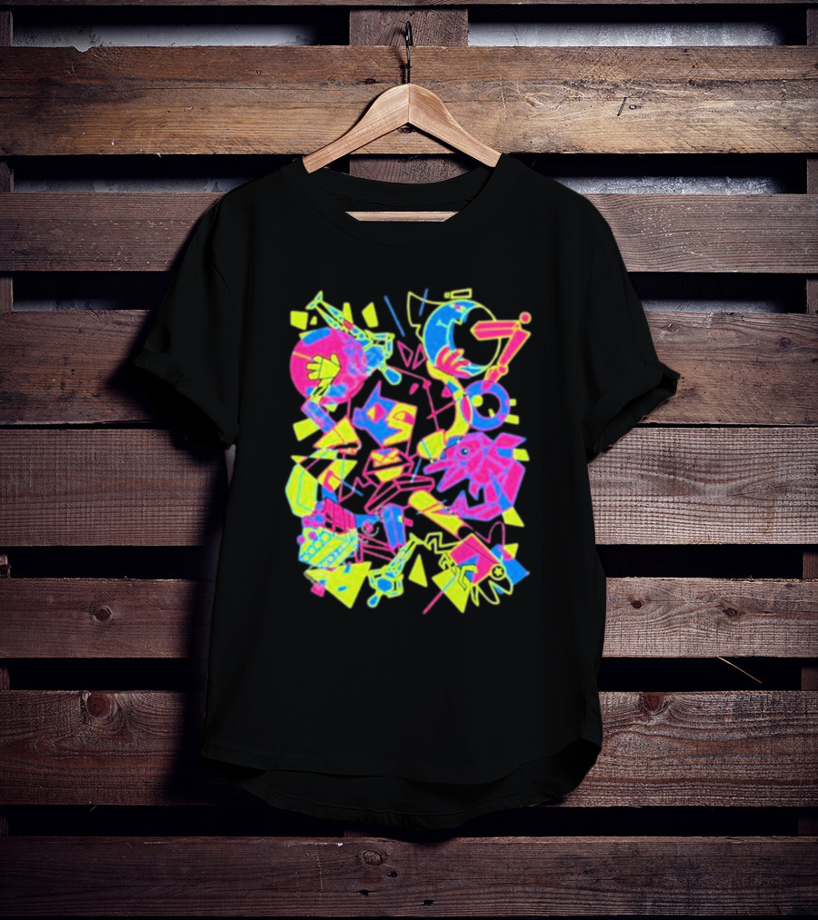 Ena What’s The Data Theta Neon Abstract Surrealism Geometric Shapes T-Shirt