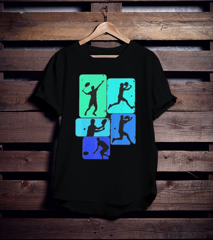 Tennis Player Youth Men Silhouettes In Motion T-Shirt