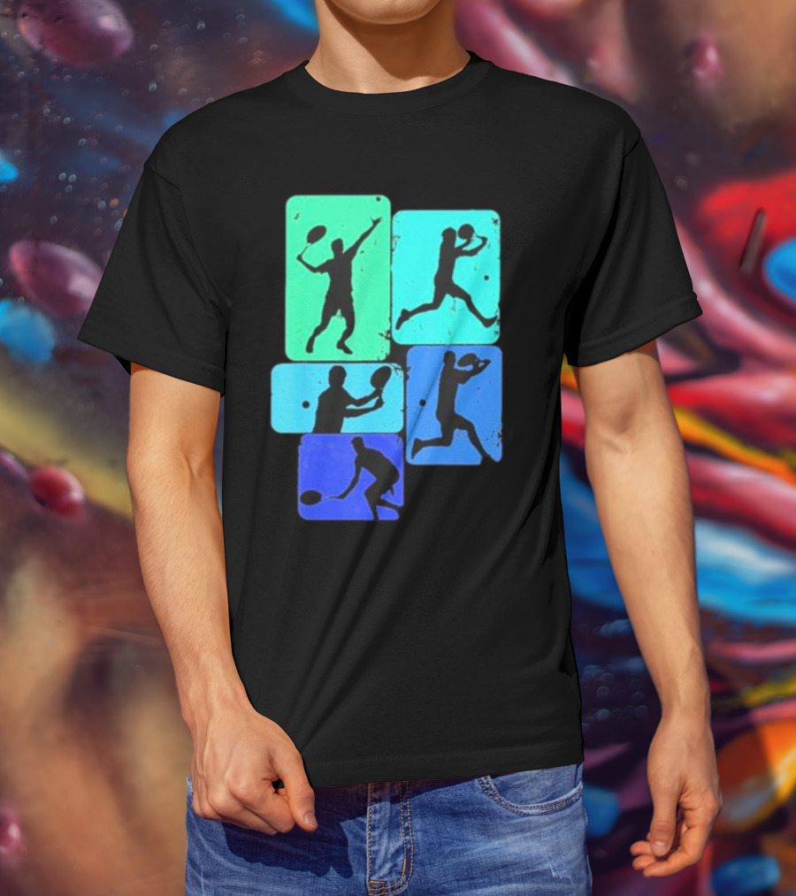 Tennis Player Youth Men Silhouettes In Motion T-Shirt